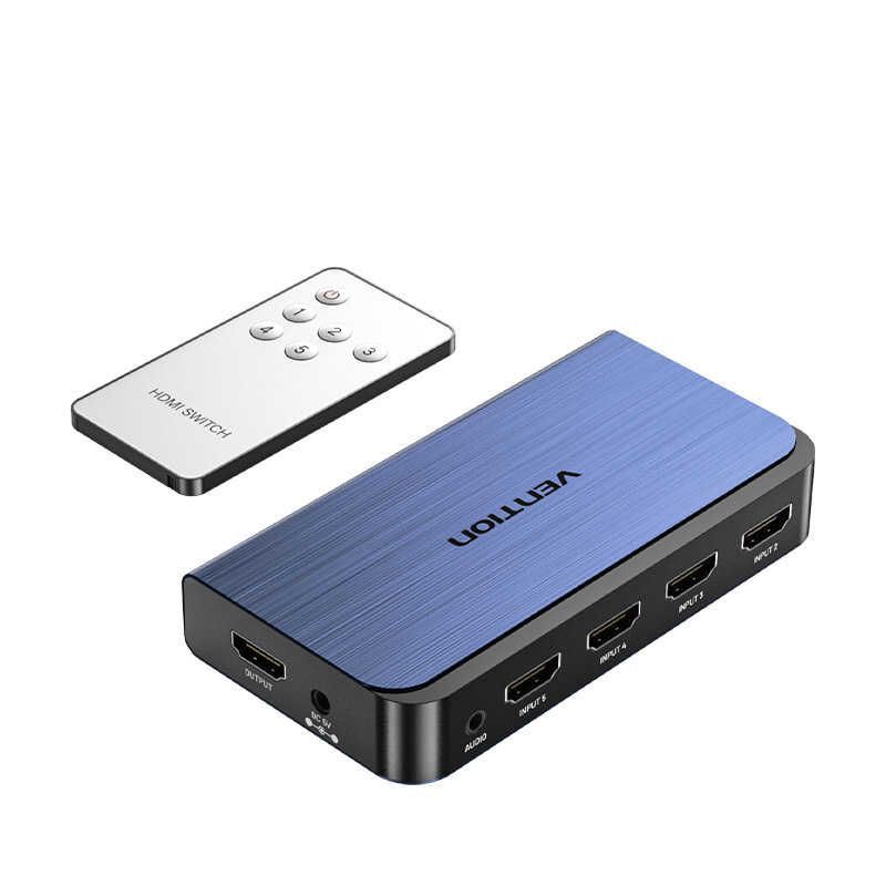 送料無料 ♥ 未開梱 VENTION 5 IN 1 OUT HDMI スイッチャー オーディオセパレーター搭載 5入力 |1出力 |4K対応 |手動 AK-6118