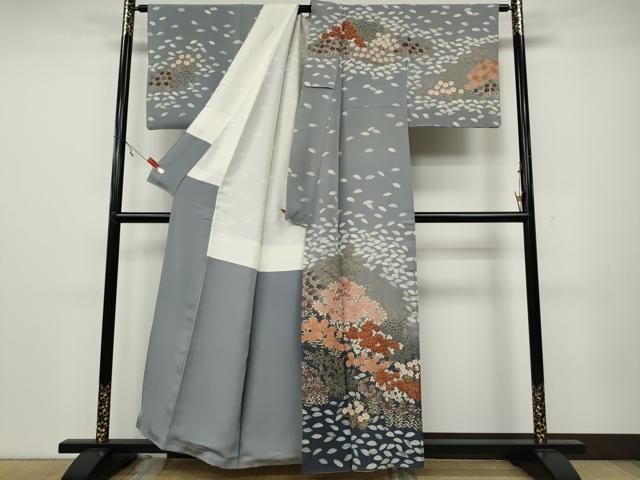 平和屋着物■訪問着　駒刺繍　誰が袖花文　暈し染め　金銀彩　逸品　未使用　CAAH7236dy