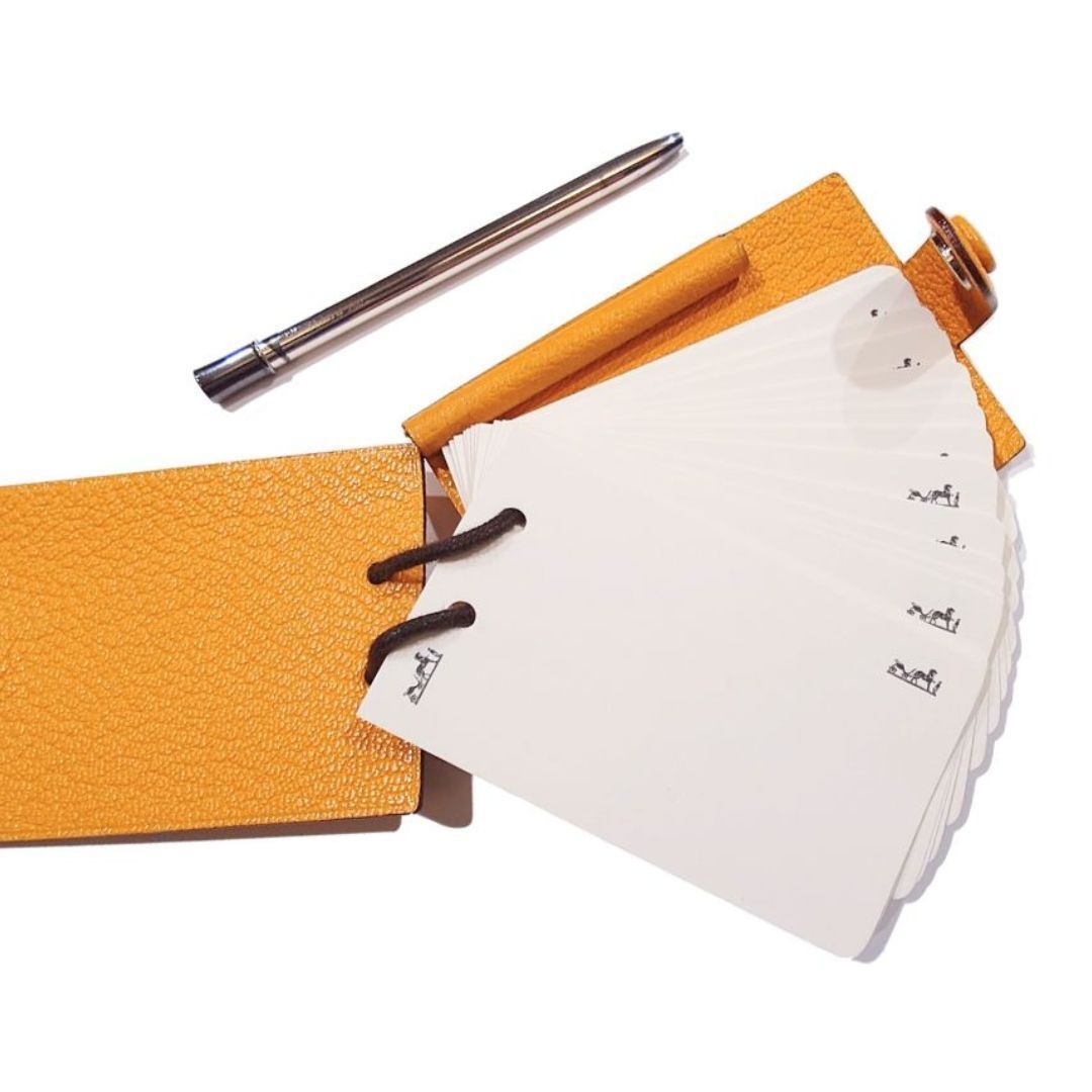 HERMES エルメス シェーブル メモ帳 メモホルダー ネックストラップ