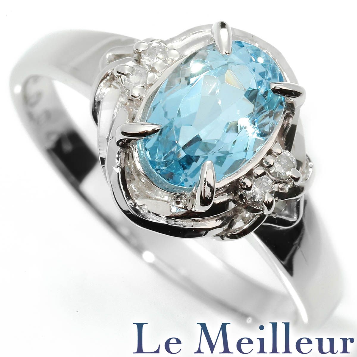 新品仕上済】 アクアマリン 1.27ct ダイヤモンド プラチナ Pt900 