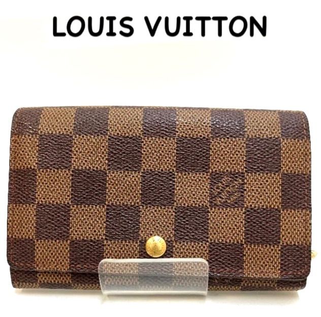 ＊LOUIS VUITTON＊ ダミエポルトモネビエトレゾール 二つ折り財布表綺麗✨コイン入れダメージ L字ファスナー中古品＃