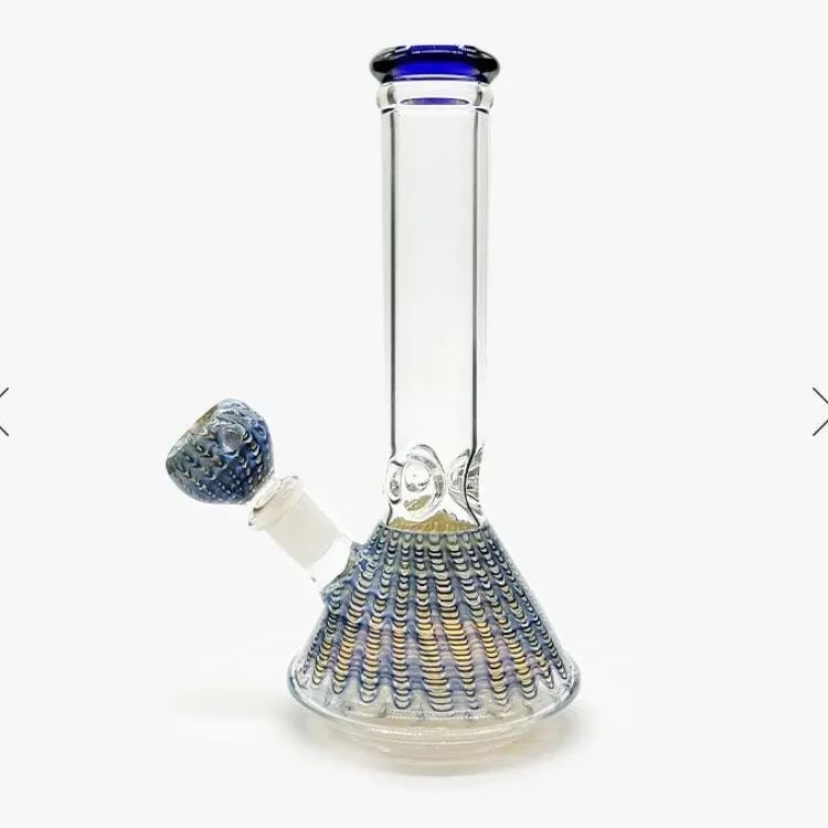 8インチ オリエンタル ガラスボング 人気 カラー：BLUE GRAY ZiPPY