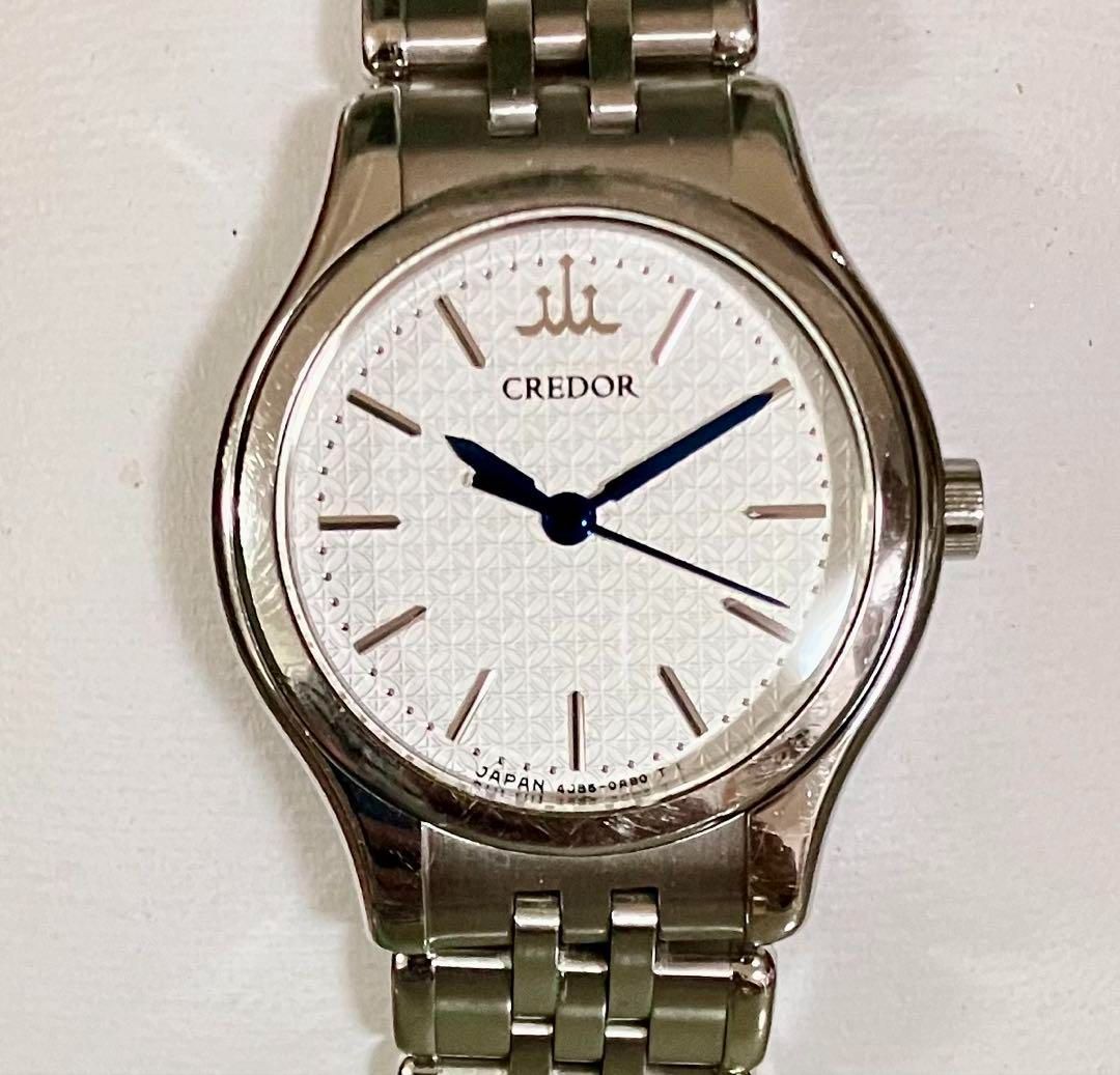 稼働品 SEIKO|クレドール QZ 白文字盤 レディース腕時計 余りコマ付