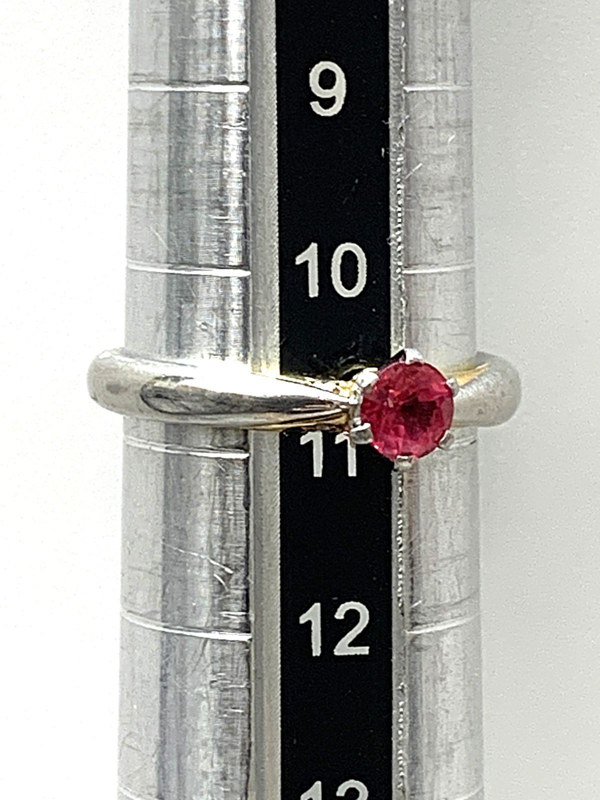 K18 ・ PT900 コンビ ダイヤモンド 総計 0.02ct 赤石 0.37ct 