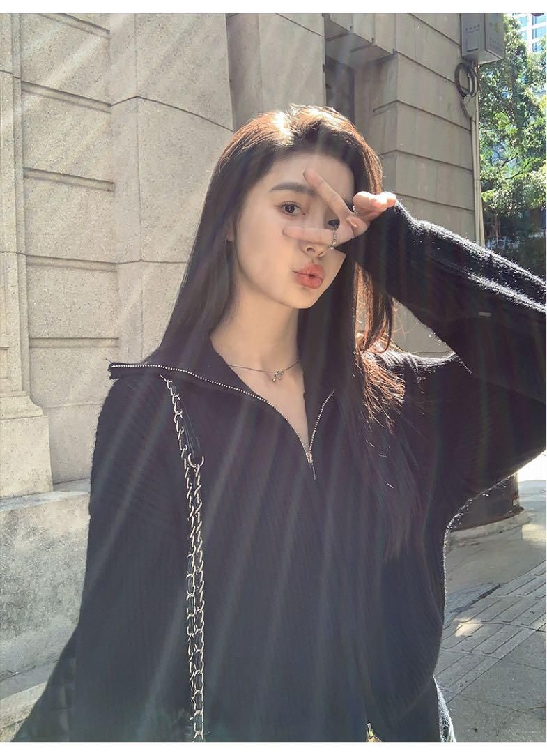 複雑な 春の装い ハイウエストラペルジッパートップス モダン