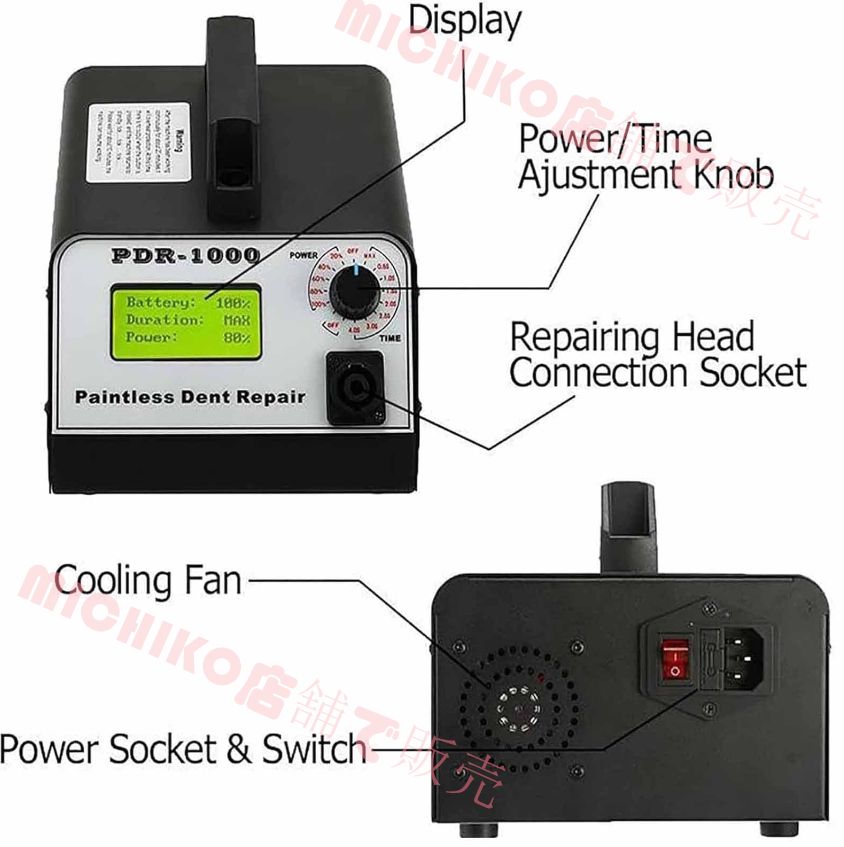 自動車ボディデントプーラーペイントレス修理キット 1000W車デント修理マシン誘導加熱PDR板金修理キット