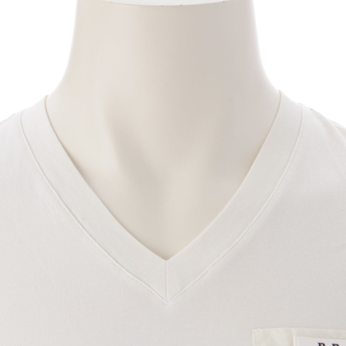 【値下げ】PRADA VネックTシャツ SJN251 ホワイト サイズ：S (堀江店) プラダ 18SS コットン ポケット ロゴ Vネック 半袖Tシャツ