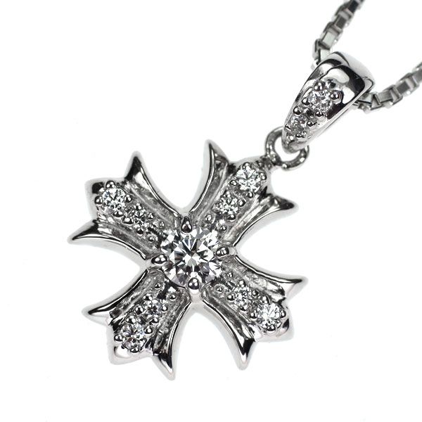 ゆきざき Pt ダイヤモンド ペンダントネックレス 0.08ct D0.12ct 