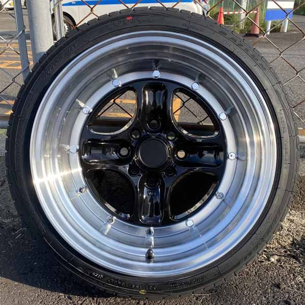 15インチ 8J ±0 PCD 100 114.3 4穴 タイヤホイール4本セット 165|50R15 165|55R15 軽 軽トラ 軽バン ローダウン車 旧車 深リム 段リム 艶黒