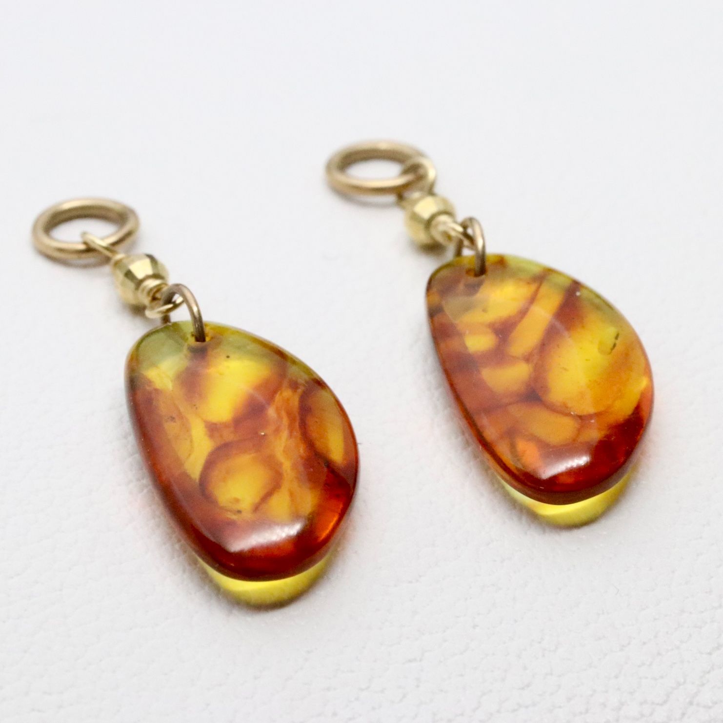 アガット アンバー K10 飴色 ピアスチャーム 琥珀 /24-1698S K10