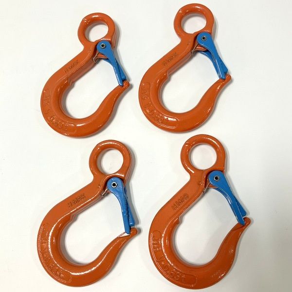 TAIYO Vフック 0.63t V-0.63 V級フック セーフティラッチ付 4個セット 重量フック アイフック 玉掛け用 吊り索用 大洋製器工業 ≡DT6684