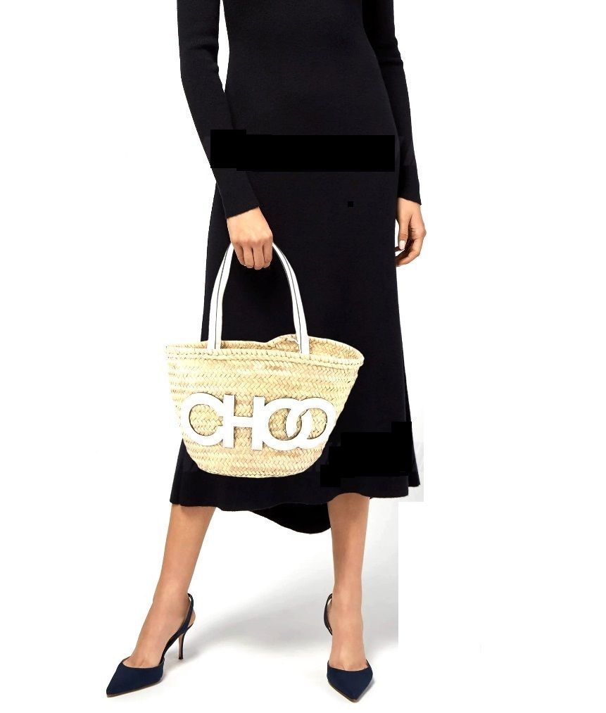 j24【極美品】ジミーチュウスネークモチーフラフィアレザーかごバッグ