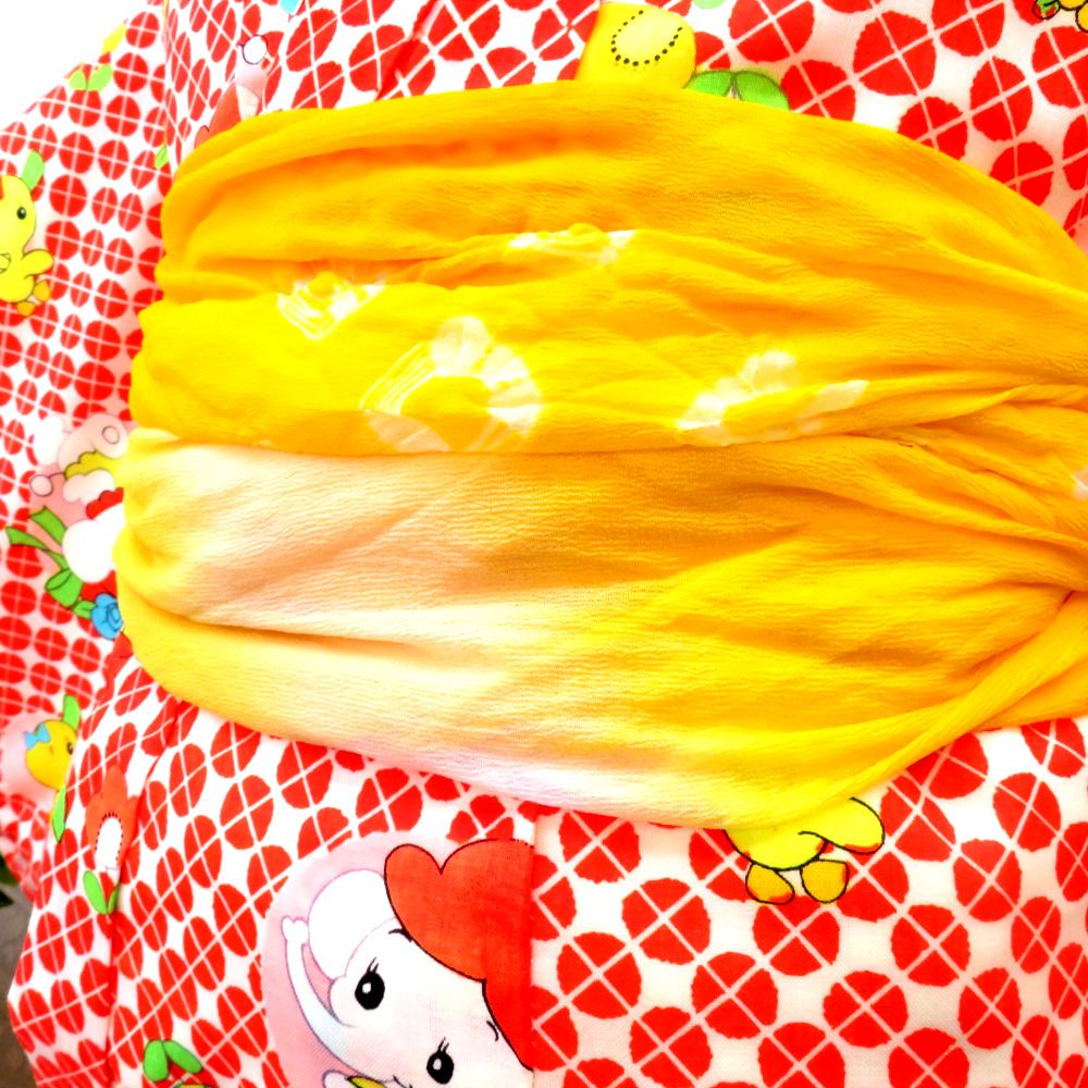 子供着物 レトロ 子供用 子象 小鳥 ウール アンサンブル ネル裏  綿入 袷 袖なし上着＆着物＆兵児帯セット 白 オレンジ 多色 ベビー