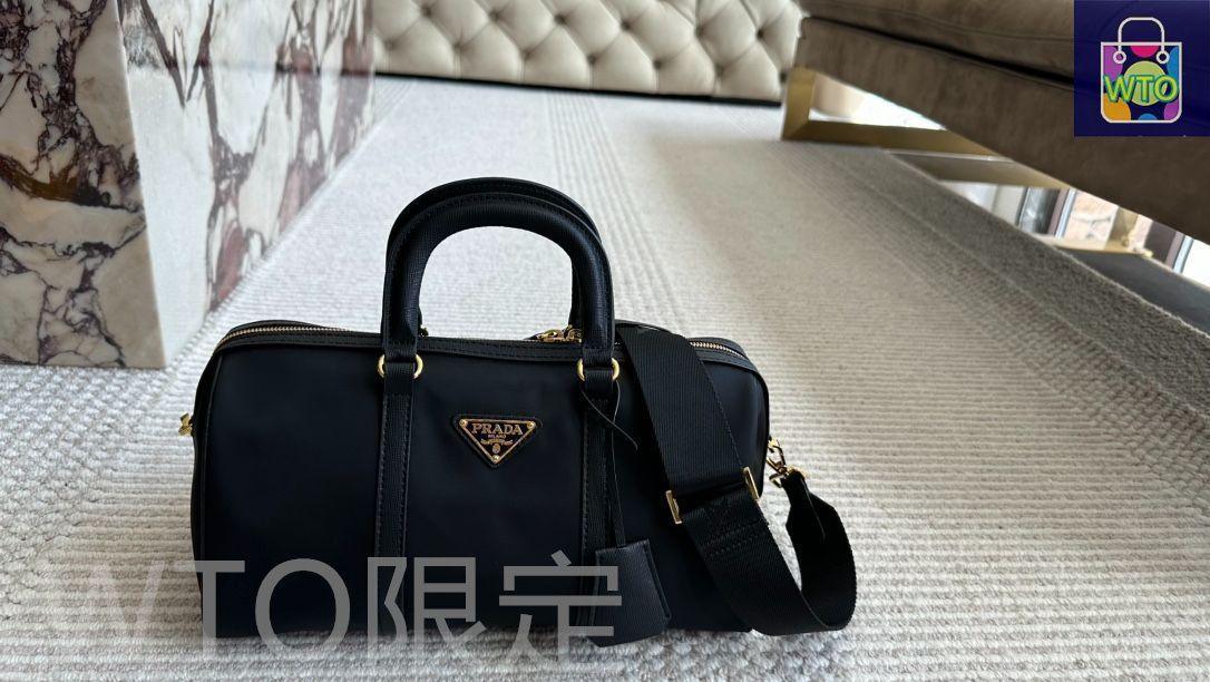 海外希少【PRADA】キャンバス 2Way ハンドバッグ PRADA (プラダ) カナパM ブラック キャンバス 2WAY ハンドバッグ