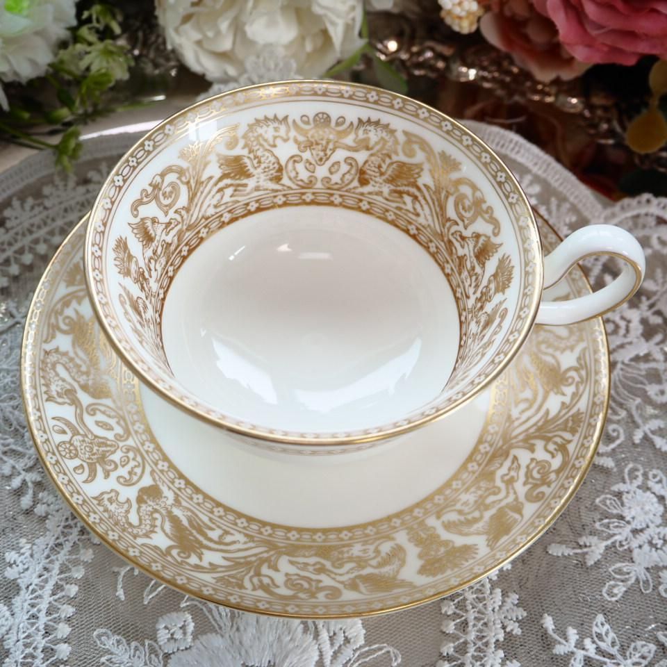 ウェッジウッド フロレンティーン ゴールド カップ＆ソーサー１客 西洋陶磁 ティーカップアンドソーサー アンティーク ヴィンテージ ビンテージ イギリス F6