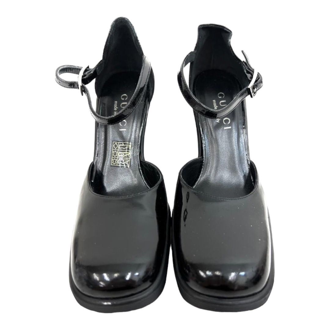 GUCCI ブラック エナメルパンプス 36½ GUCCI グッチ エナメル ハイヒール 36 1/2 23.5cm | REGASTOCK
