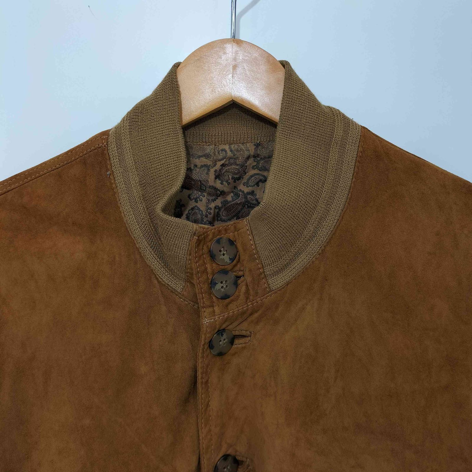 ベラペレ VERA PELLE イタリア製 裏地ペイズリー リブ切替 スウェード