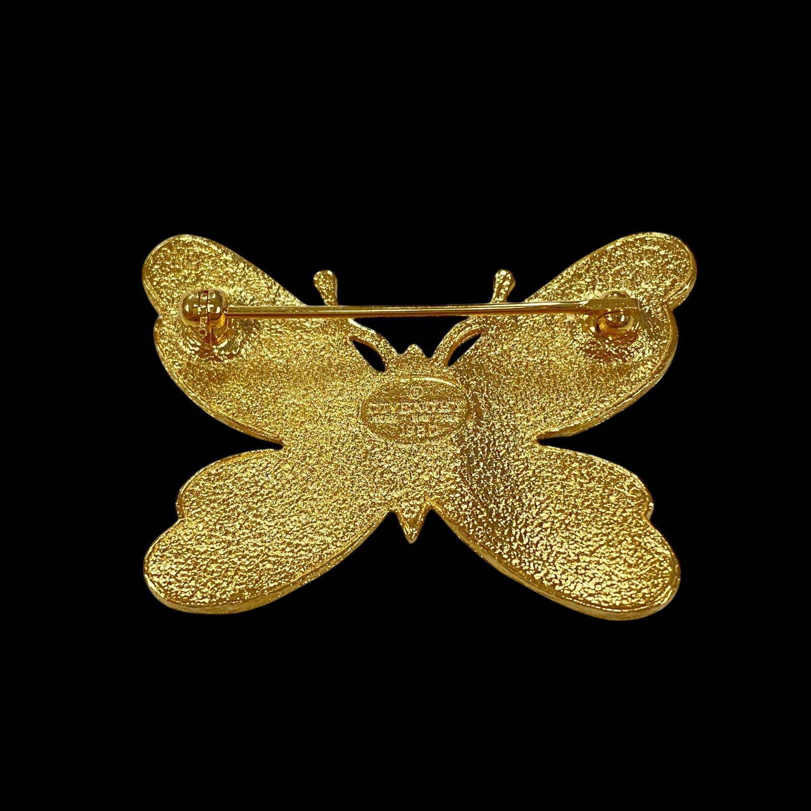 希少 美品 GIVENCHY ジバンシー 蝶 バタフライ ブローチ ゴールド
