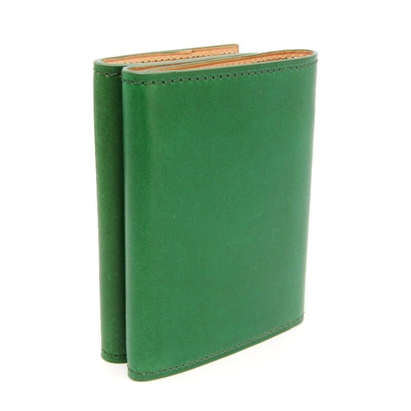 Flathority フラソリティ 三つ折り財布 FM 710 水染 オイルコードバン ミニ財布 小銭入れ付き グリーン