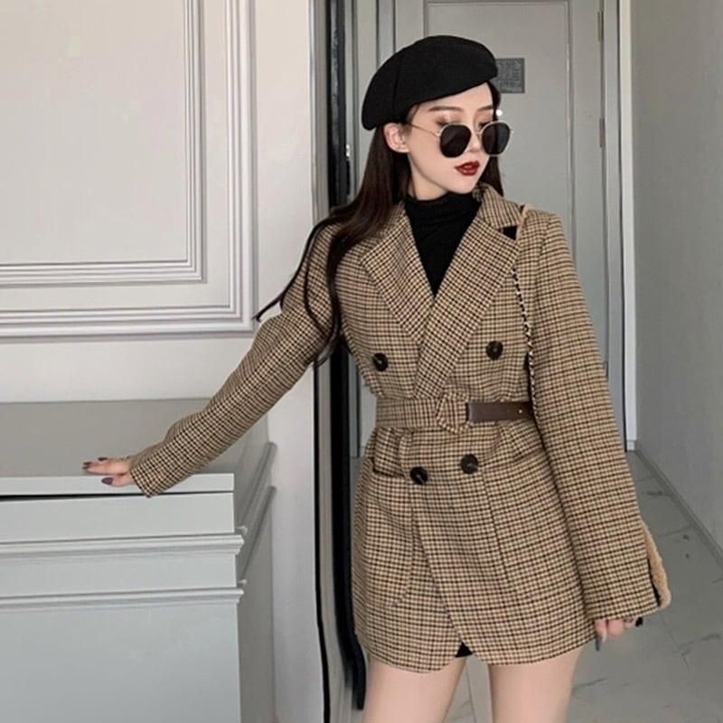 【新品、本物、当店在庫だから安心】 レトロ♡チェック柄 英国風 ♪ジャケット コート チェック柄 ジャケット・アウター