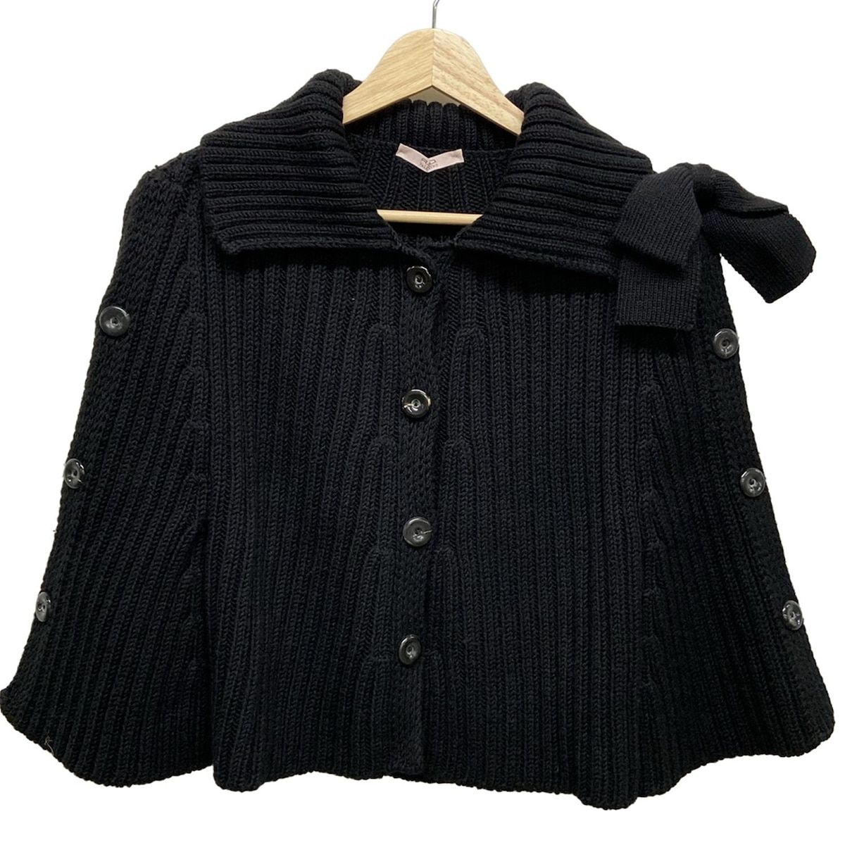RED VALENTINO レッドバレンチノ ポンチョ レディース - 黒 ニット|リボン|春|秋