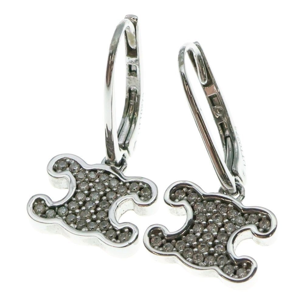 CELINE セリーヌ トリオンフ ラインストーン ドロップピアス シルバー