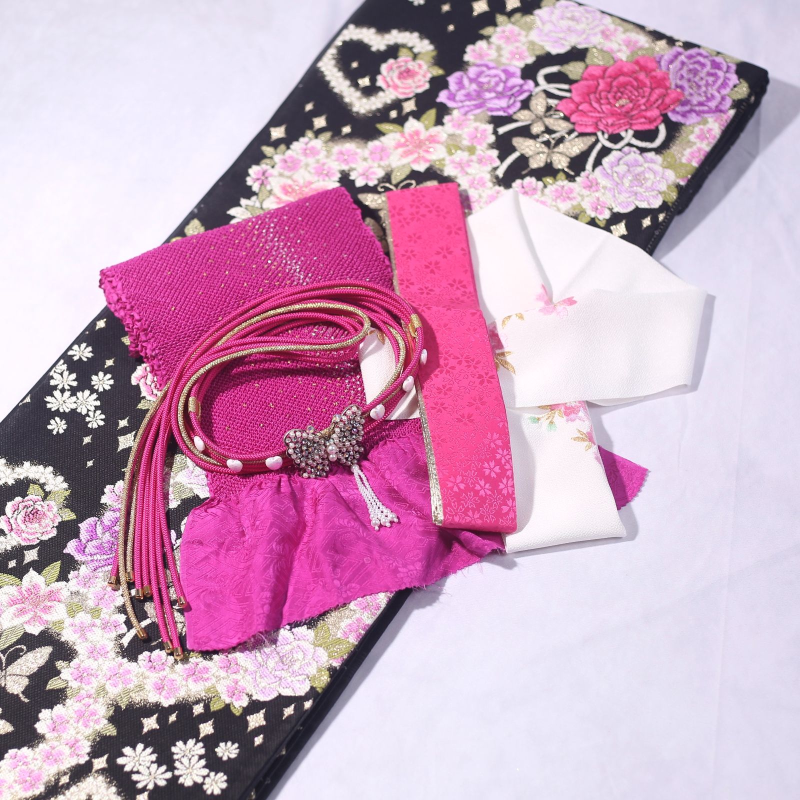 La France専用 牡丹 絞り 振袖フルセット 振袖6点セット　成人式 La France専用 牡丹 絞り 振袖フルセット 振袖6点セット 成人式