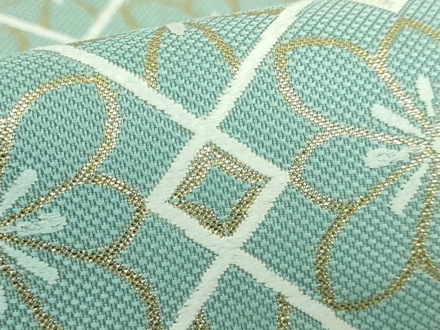 平和屋着物■極上　九寸名古屋帯　花菱文　千草色地　金糸　逸品　DZAA8824kh5 平和屋着物□極上 九寸名古屋帯 花菱文 千草色地 金糸 逸品