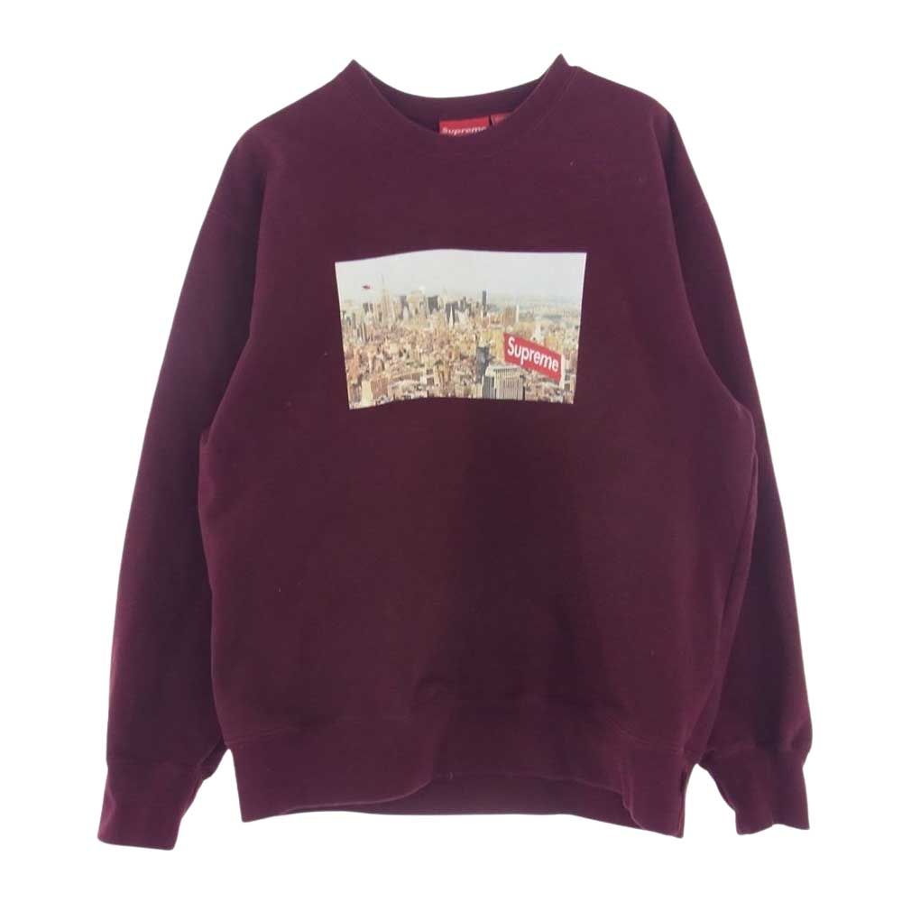 Supreme シュプリーム スウェット 20AW Aerial Crewneck エアリアル フォトプリント クルーネック スウェット トレーナー  ワインレッド系 L【中古】