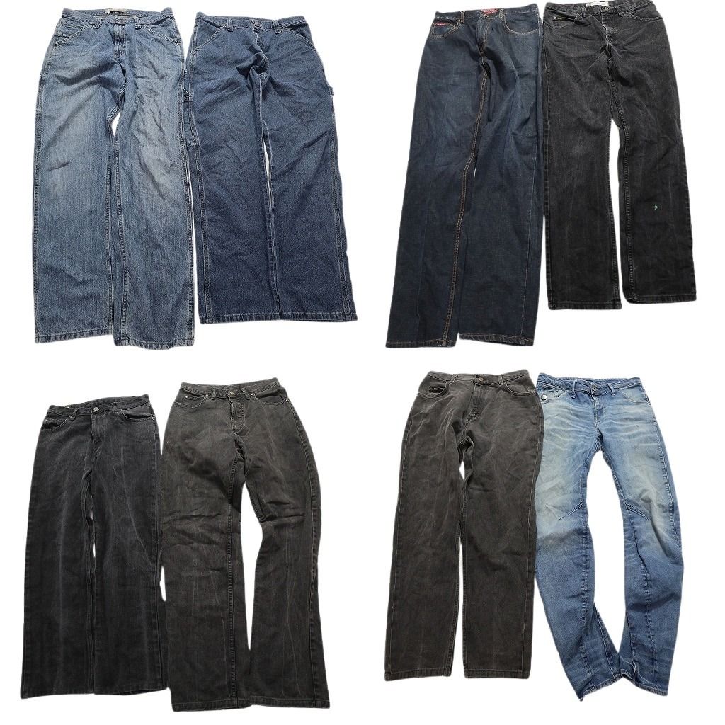 古着卸 ブランドmix デニム パンツ 8枚セット メンズ 32 |31 |30 LEE G-STAR チャップス ラングラー ブラック 古着 NA5920