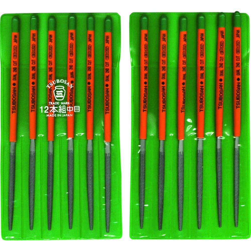 ツボサン 組ヤスリ 12本組 楕円 中目 DE012-02