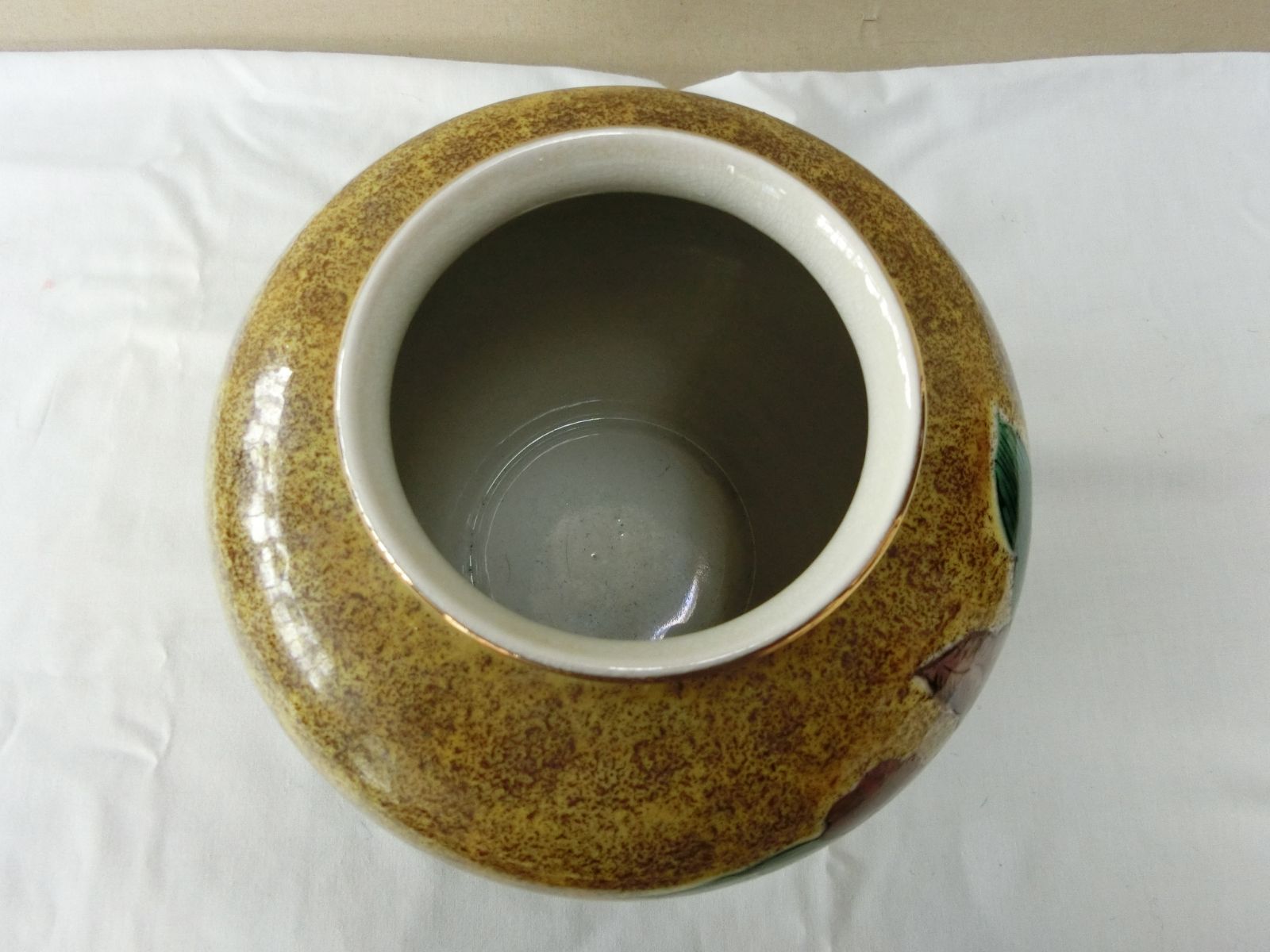九谷 花瓶 青手古九谷様式 二重角福銘 花実文花器】鑑賞陶磁器