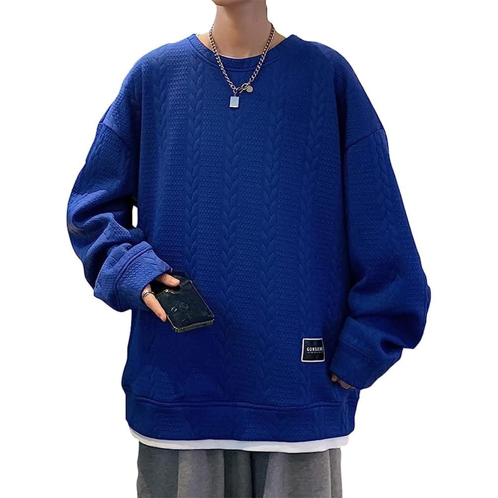 【在庫処分】服 春秋冬 大きいサイズ ゆったり 快適 LIY42 カジュアル 人気 プルオーバー Tシャツ 丸襟 長袖 メンズ トレーナー LIYURLTA