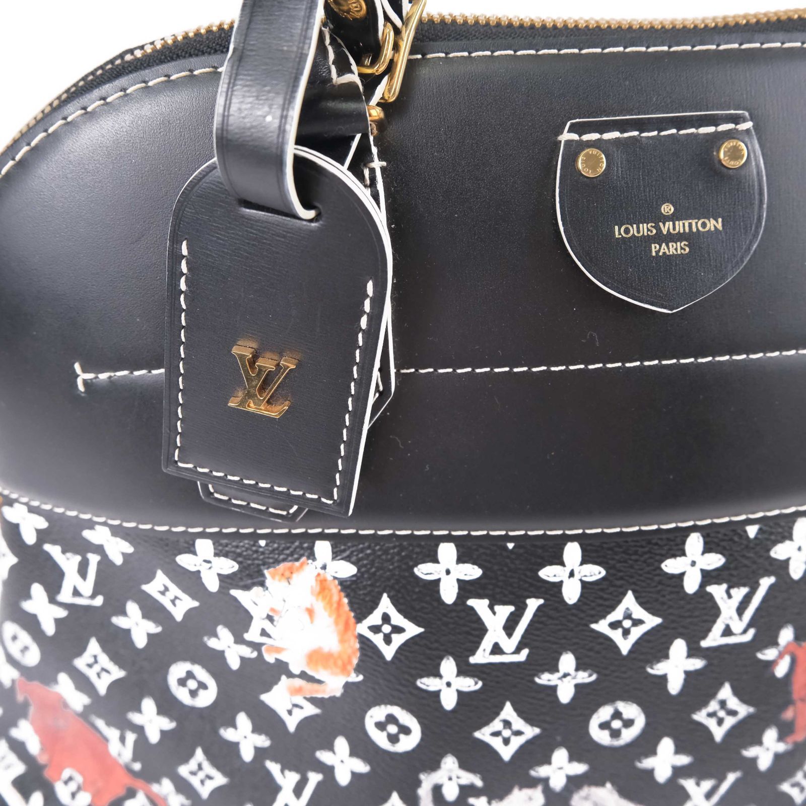 ルイヴィトン LOUIS VUITTON アルマスープル M44403 キャットグラム 猫 グレースコディントンコラボ  トートバッグ カバン 肩掛け ショルダーバッグ レザー ノワール ブラック LOUIS VUITTON - ルイヴィトン LOUIS VUITTON アルマスープル M44403