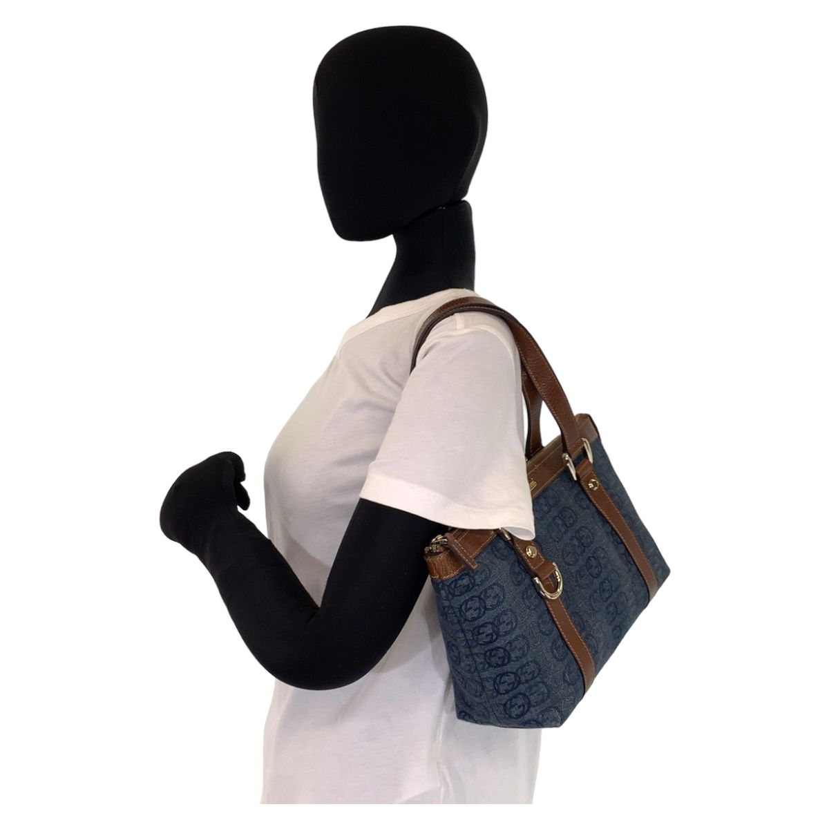 ✨️美品✨️ GUCCI グッチ アビー　ハンドバッグ GG キャンバス デニム 超希少】グッチ アビー GG キャンバス デニム トートバッグ
