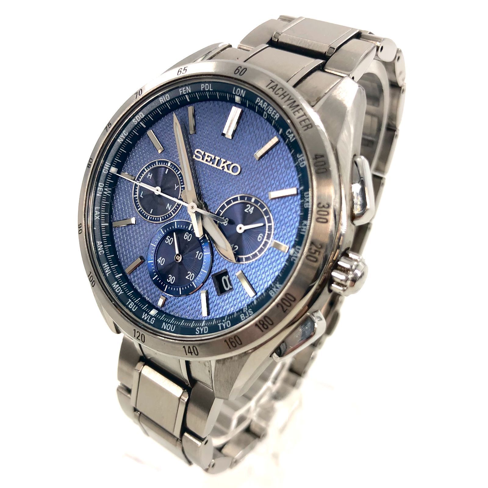 美品 SEIKO セイコー ブライツ 腕時計 メンズ SAGZ071 黒文字盤 電波