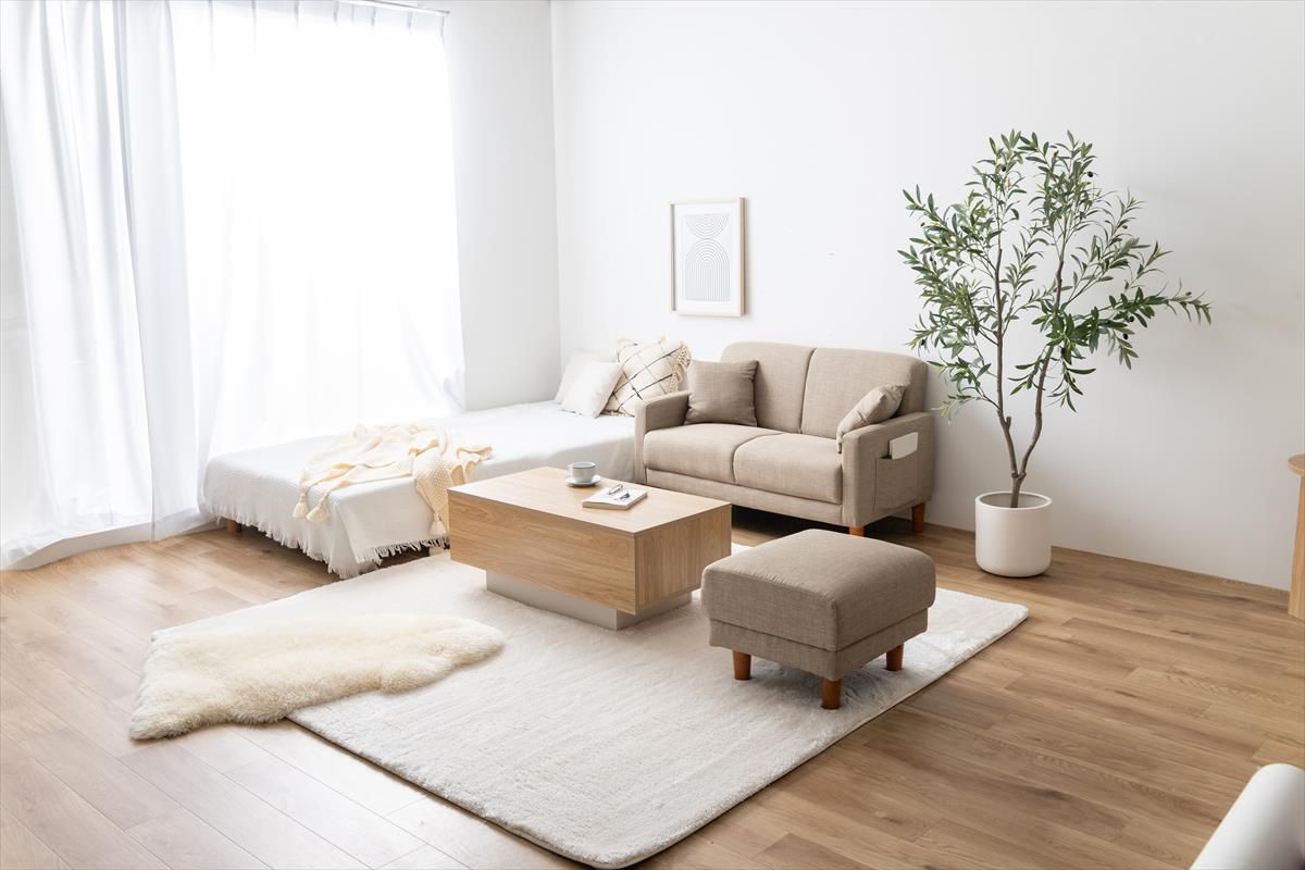 Emmaシリーズ 2人掛けソファ ベージュ g135021]【2点セット】Emma コンパクト2人掛けソファ+オットマン