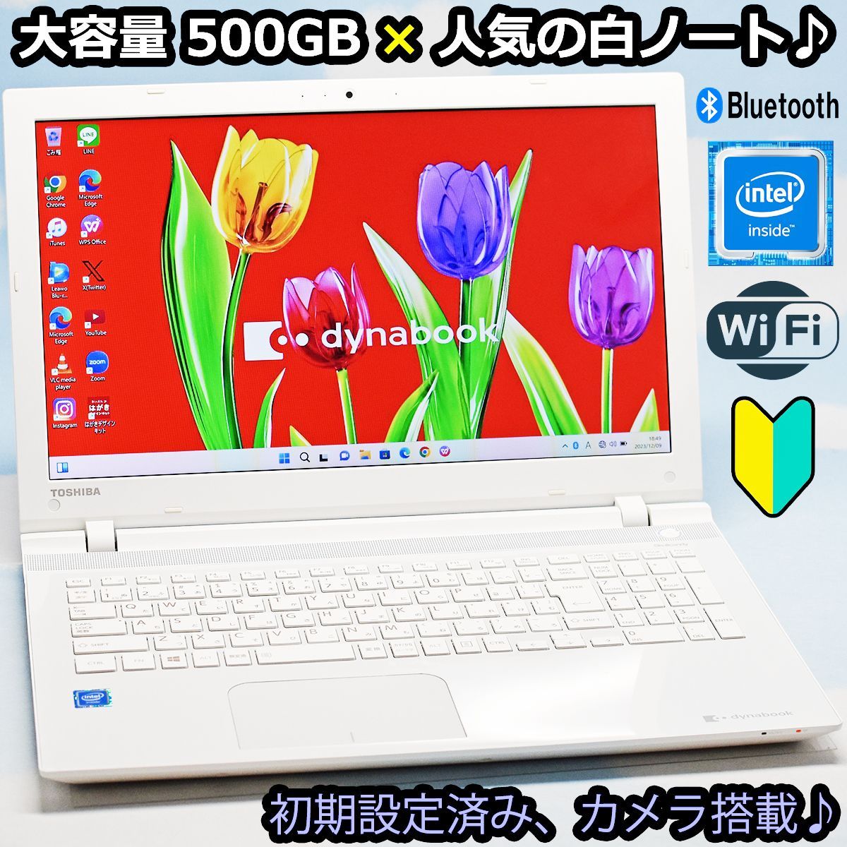 東芝 Bluetooth、カメラ、マイク、大容量HDD 500GB搭載！ 薄型 白