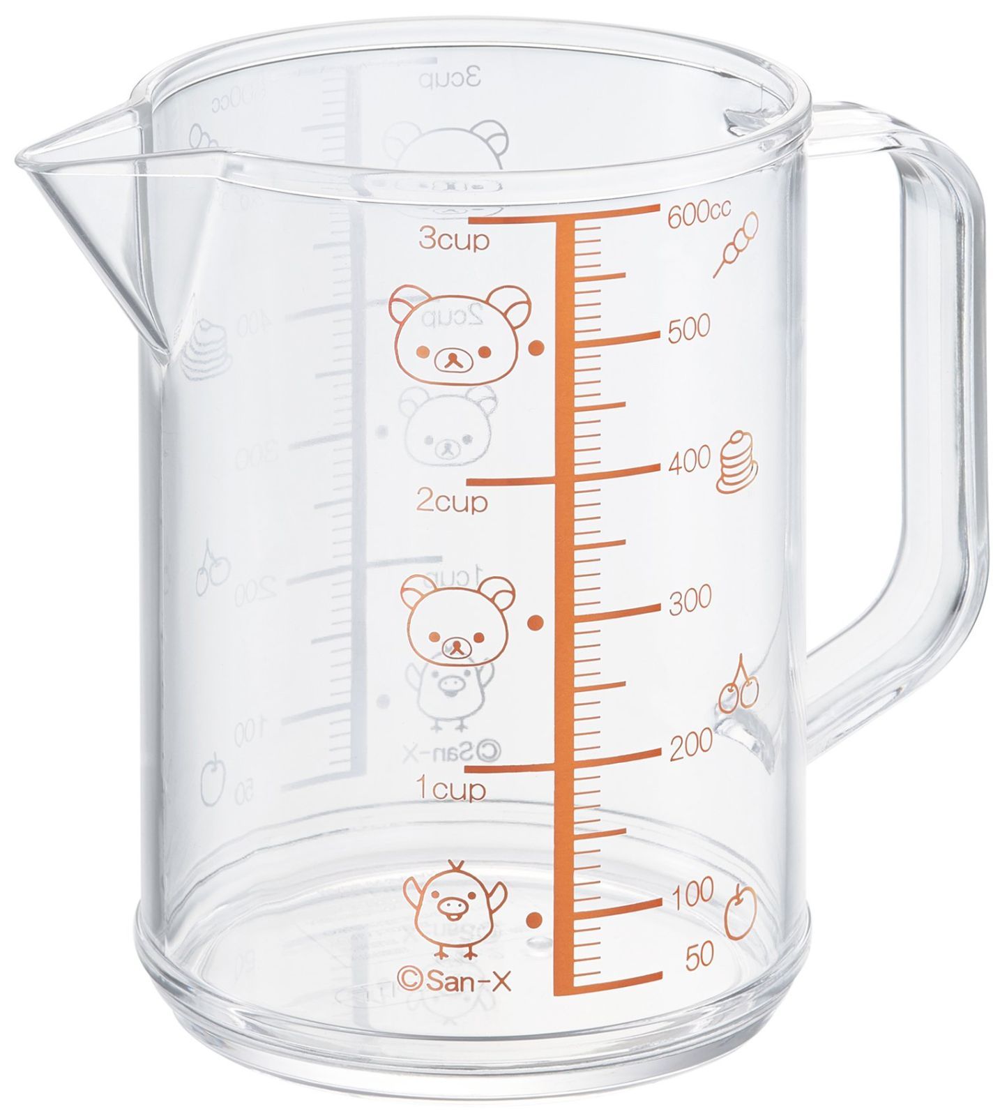 リラックマ メジャーカップ 大 600ml 計量カップ 目盛り付 熱湯対応 持ち手付 かわいい おしゃれ OSK オーエスケー 使いやすい 注ぎやすい 料理用 クリア MC-2