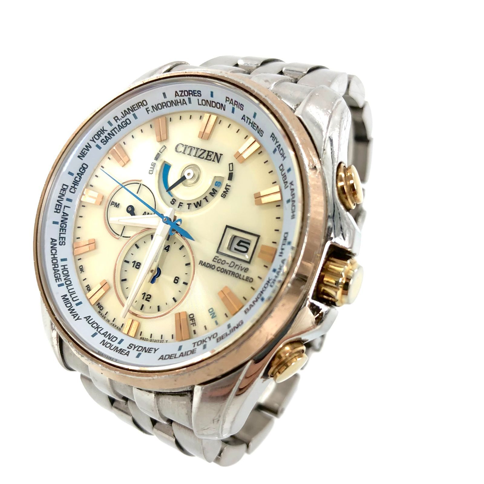 CITIZEN ATTESA Eco-Drive シチズン アテッサ エコドライブ H820-T021701 ソーラー デイト クロノグラフ  メンズ腕時計 稼動品【ND-443】 - メルカリ