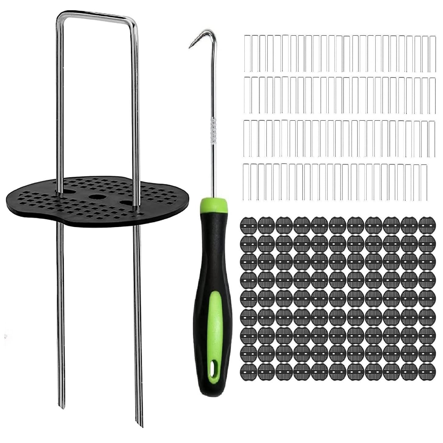 20x3x20(200) 200本セット Uピン杭 黒丸付き 人工芝 押さえピン u字ピン コ型ピン 防草シート 除草シート 家庭菜園 園芸用品 園芸資材 用品 (20x3x20(200))