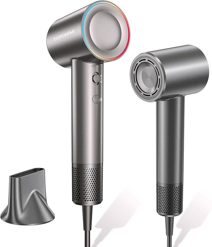 TOPONIMI ドライヤー 大風量/速乾/静音/軽量 ヘアードライヤー ブラシレスモーター技術 静電気防止 高速ドライヤー 4段階温度調整(灰色)