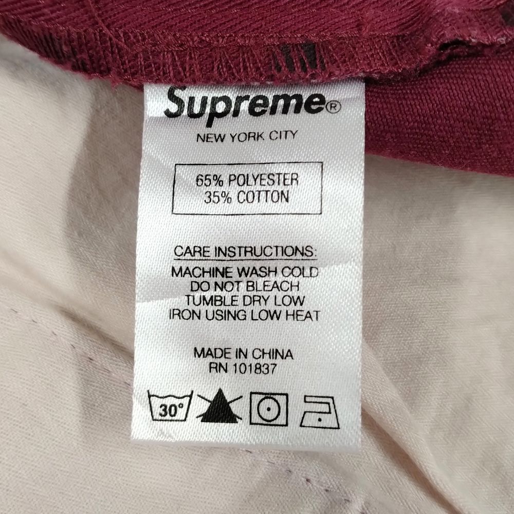 Supreme バーガンディ ワークパンツ 34 Supreme 【値下げ】Supreme 21AW Work Pant ワークパンツ バー