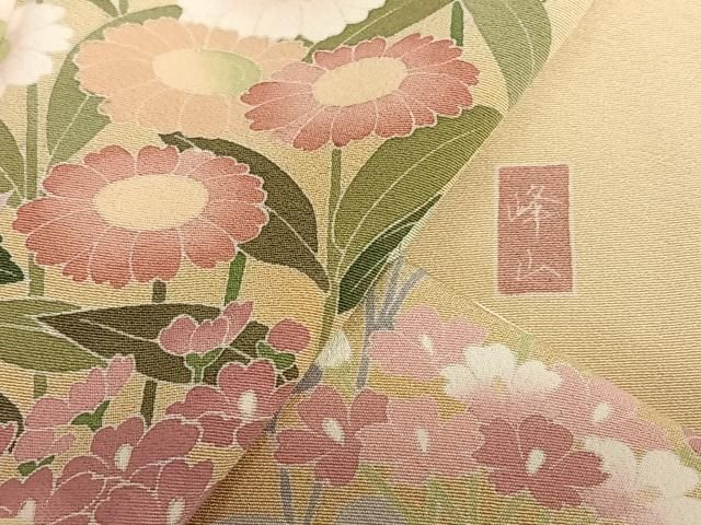 平和屋着物○訪問着 友禅 作家物 峰山 草花文 暈し染め 正絹 逸品