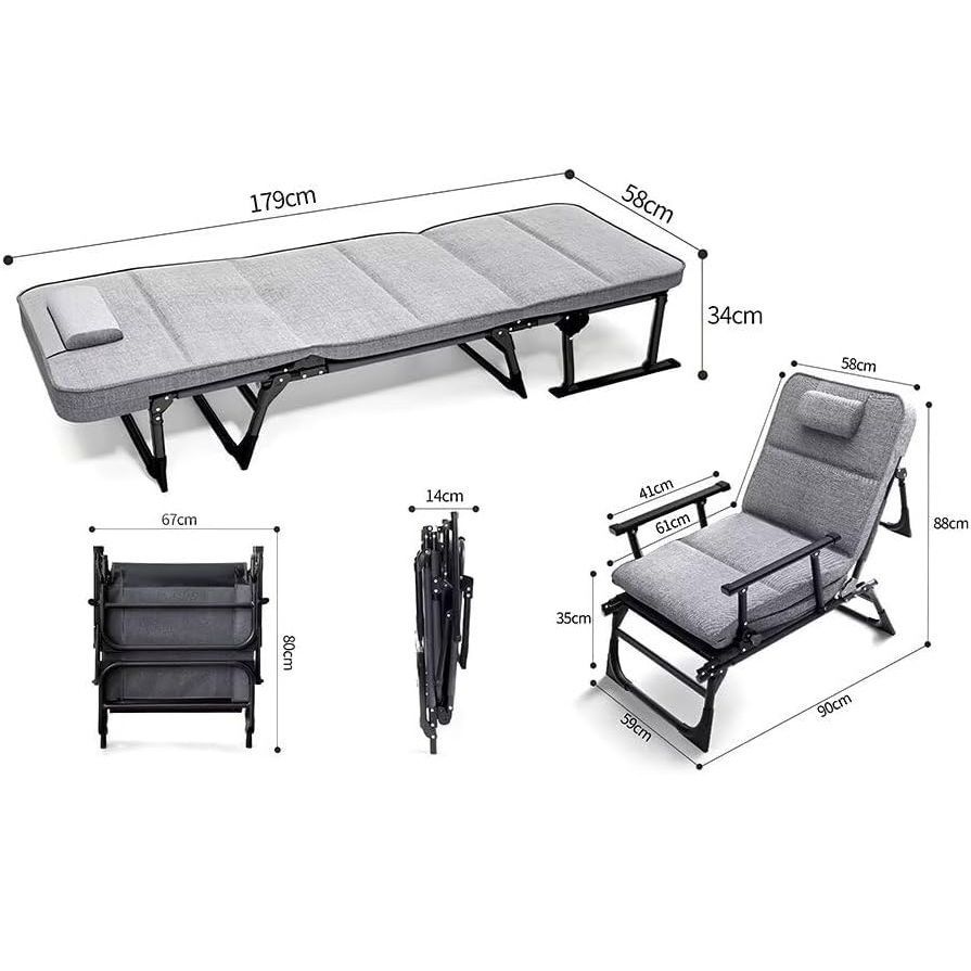 AORTD おりたたみベッド 高反発ウレタン マットレス付き 6段階リクライニング コンパクト 簡易ベッド 耐荷重200㎏ 折り畳み ベッド 軽量 完成品