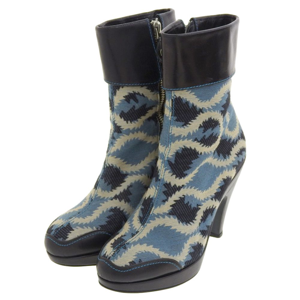 ヴィヴィアンウエストウッド Vivienne Westwood 90年代 ヴィンテージ スクイグル柄 サイドジップ ショートブーツ M レディース