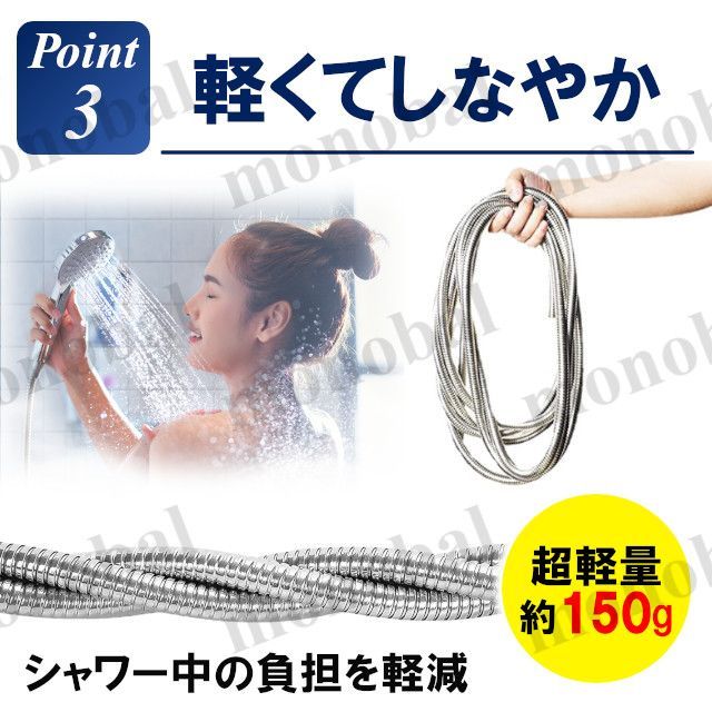 シャワーホース ステンレス 360度回転 1.5m KVK TOTO INAX LIXIL