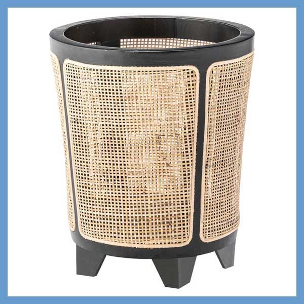天然木 ミンディ と籐 ラタン のプランターカバー W32×D32×H38cm No.924 丸型