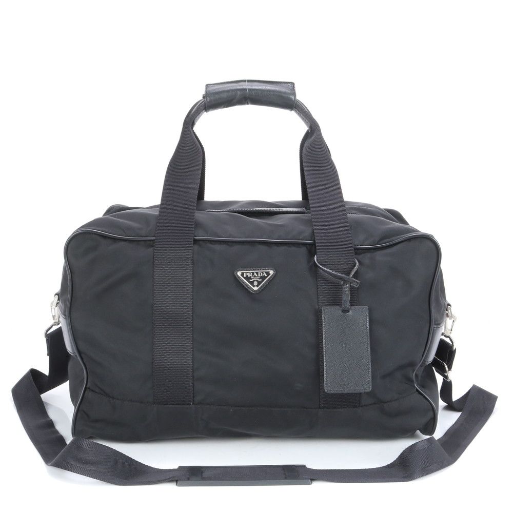 プラダ ボストンバッグ 旅行鞄 テスートナイロン 三角ロゴ 大容量 黒