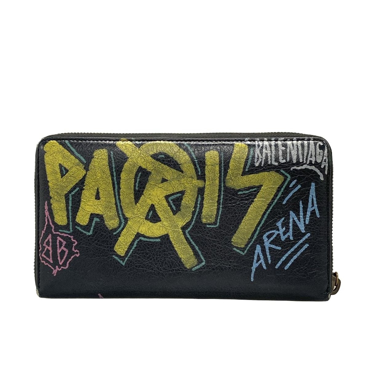 美品 バレンシアガ 253036 クラシック コンチネンタル グラフィティ 黒 BALENCIAGA(バレンシアガ) 長財布 クラシックコンチネンタル